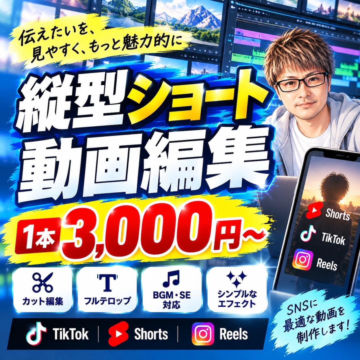 縦型ショート動画を見やすく編集します 動画編集の時間がない方へ。見やすい動画に仕上げます イメージ1