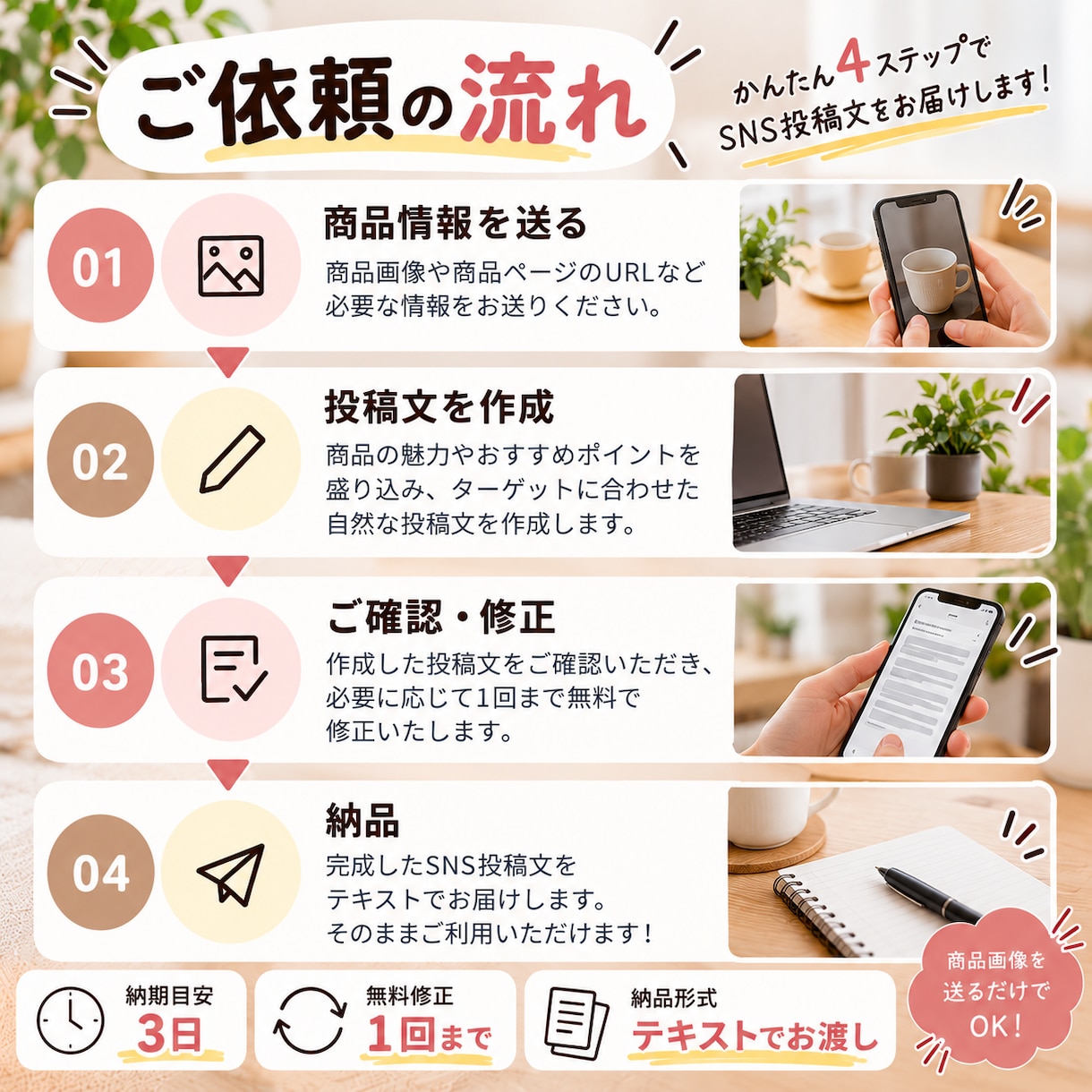 商品の魅力が伝わるSNS投稿文を作成します 商品画像を送るだけ！魅力が伝わる紹介文を作成 イメージ3