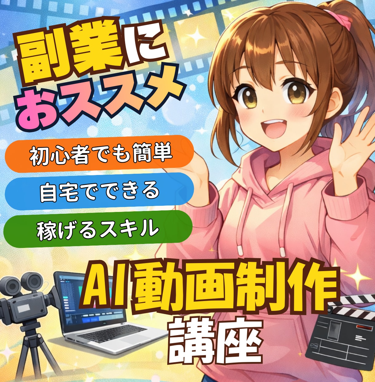 ゼロから学ぶAI動画入門講座販売します スマホ1台・AIだけで“稼げる動画”をつくろう イメージ1