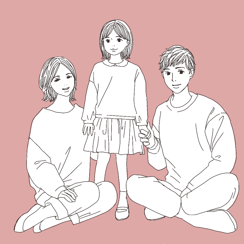 線画✖️背景の似顔絵風イラスト描きます お写真無しOK⭐︎落ち着いた絵柄の線画、カラー2種類お渡し イメージ8