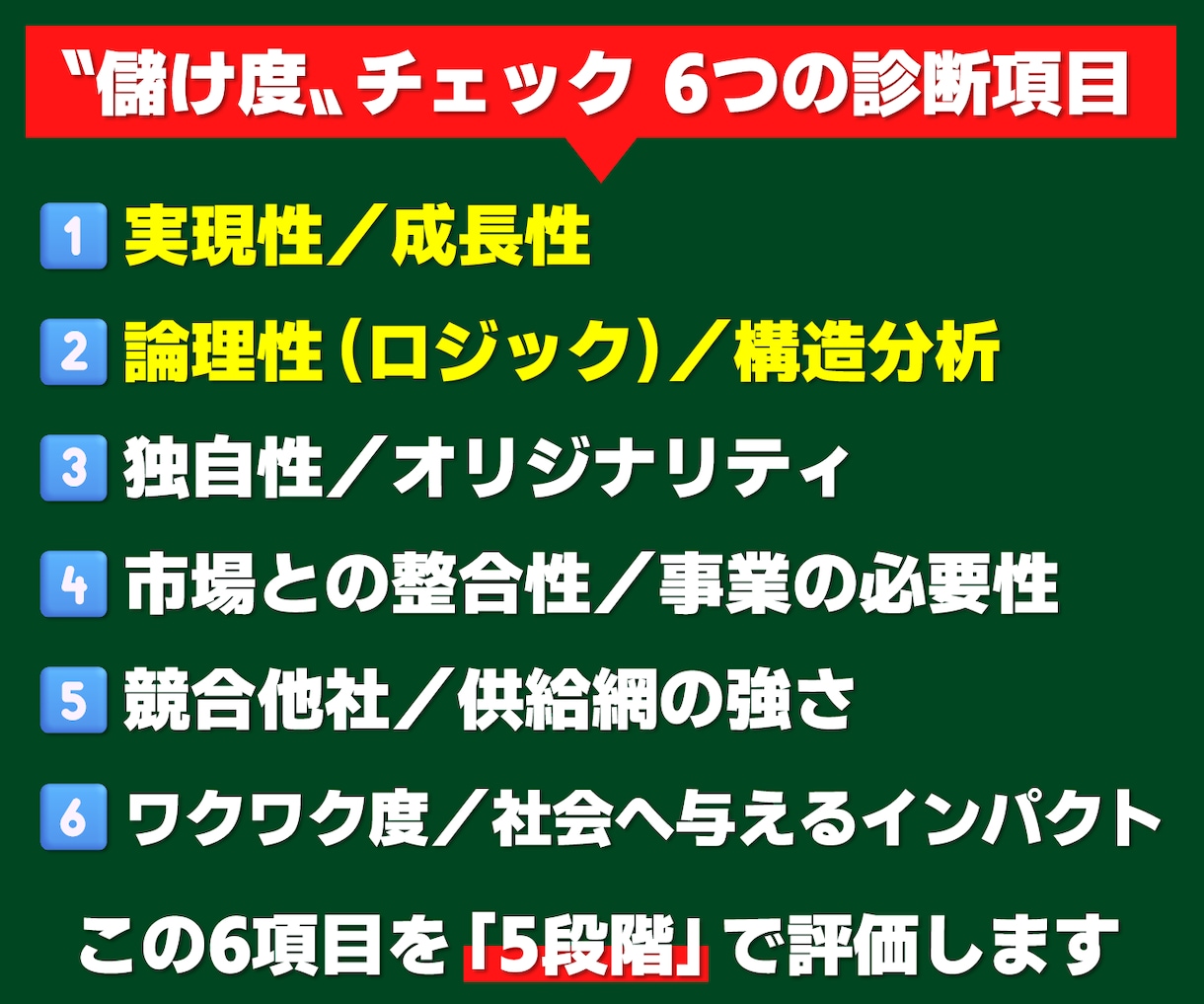 起業・副業前〝儲け度〟チェック！数値で可視化します 事業の収益力を専門家が診断。6つの指標で成功率が判明！ イメージ5