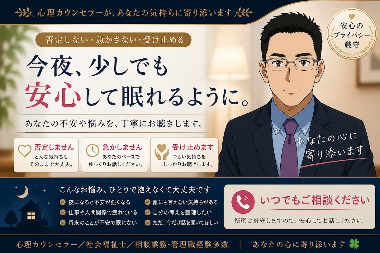 なんとなくモヤモヤがある方の味方になります 否定せず急かさず受け止めます。 イメージ1