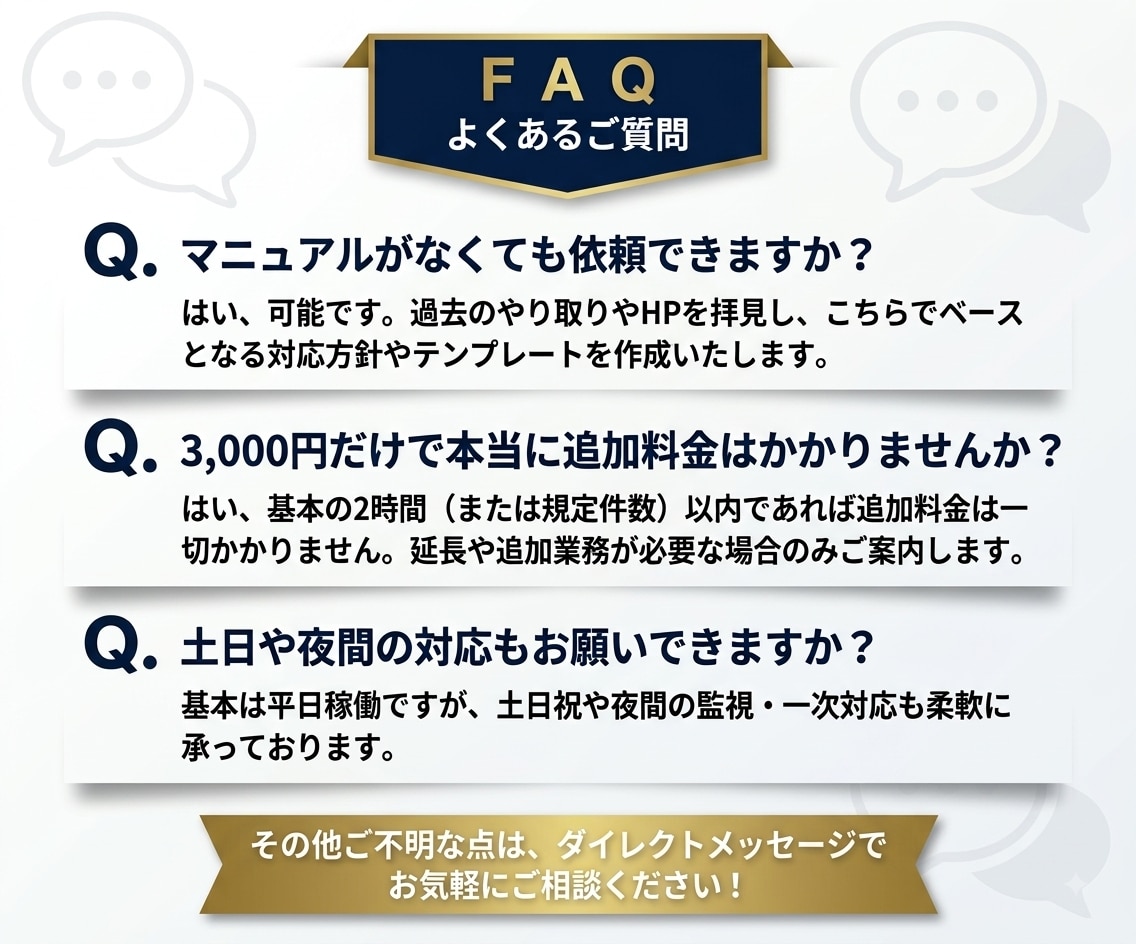 カスタマーサポート業務！問い合わせ代行します 日々のメッセージやチャット返信代行！業務負担を減らします。 イメージ7