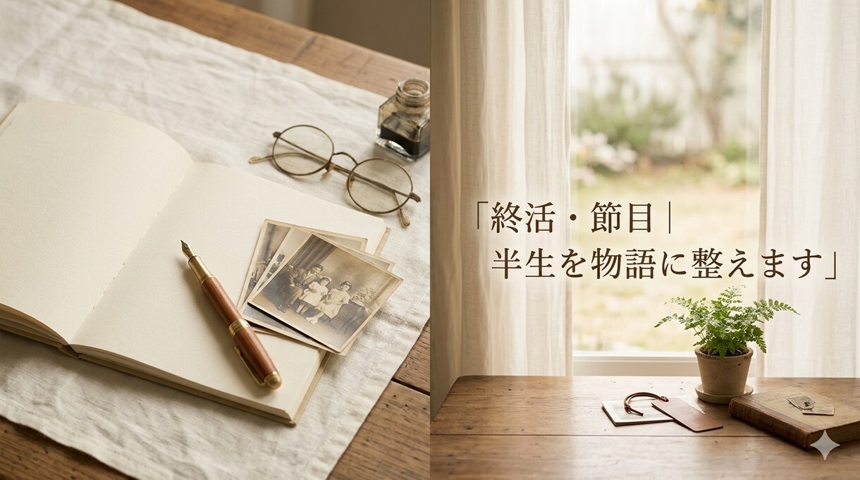 終活・節目｜半生を物語に整えます 事実を並べるだけでなく、人生を肯定する物語に。 イメージ1