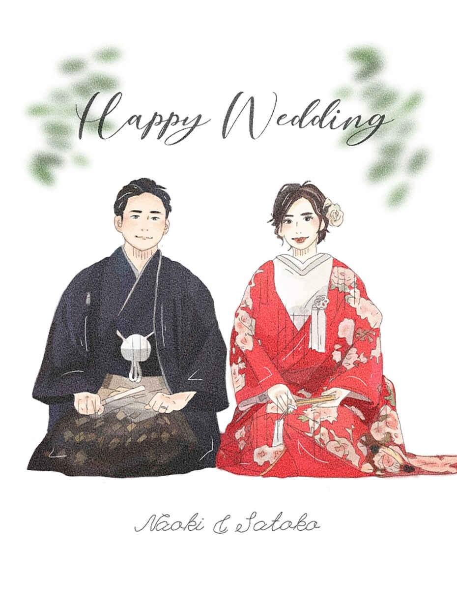 温かみのあるウェルカムボードの絵を描きます あなただけの、そっくりで可愛い今っぽい似顔絵に。 イメージ1