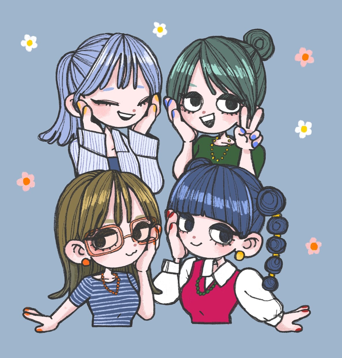 絵柄が選べる！SNS向けアイコン・似顔絵作成します デフォポップでパキッとした色使い！自分だけの個性出したい方！ イメージ5