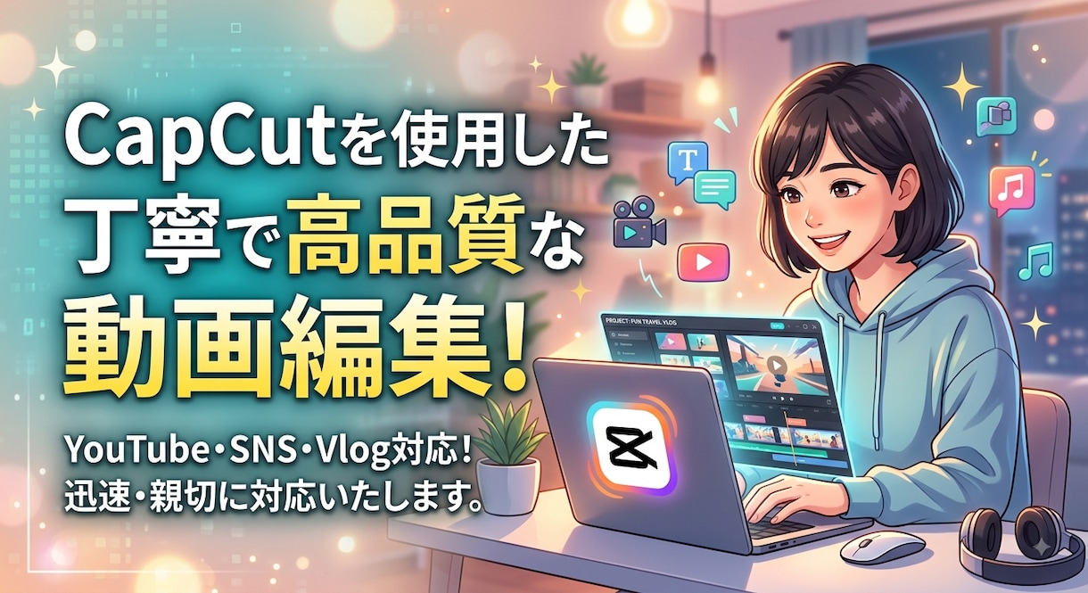 YouTube等の動画編集・サムネ制作を代行します 初心者歓迎！現役動画編集者が目を惹くサムネイルまで作成✨ イメージ1
