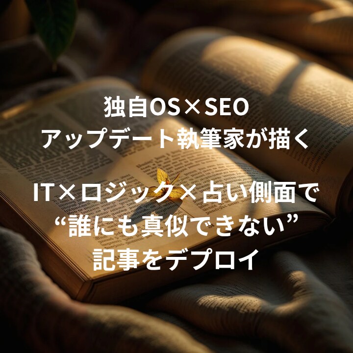 占い×ITロジック執筆|記事OSをデプロイします ​執筆10冊の解析力|分かりやすい解説で織りなす記事を。 イメージ1