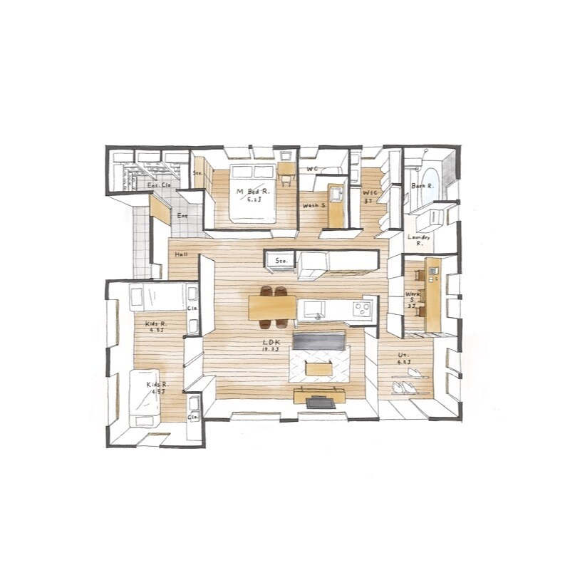 建築図面→イラストにします 建築図面を手書きイラストにします イメージ2