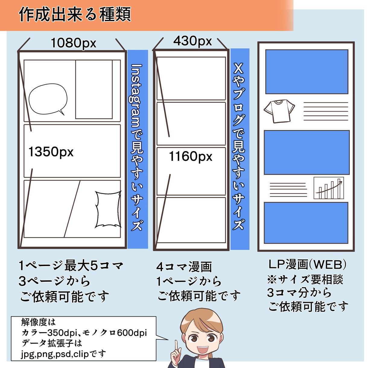 しっかり目を引く!!宣伝に使える漫画制作いたします ストーリーからも制作ＯＫ！急ぎの案件も対応いたします。 イメージ5