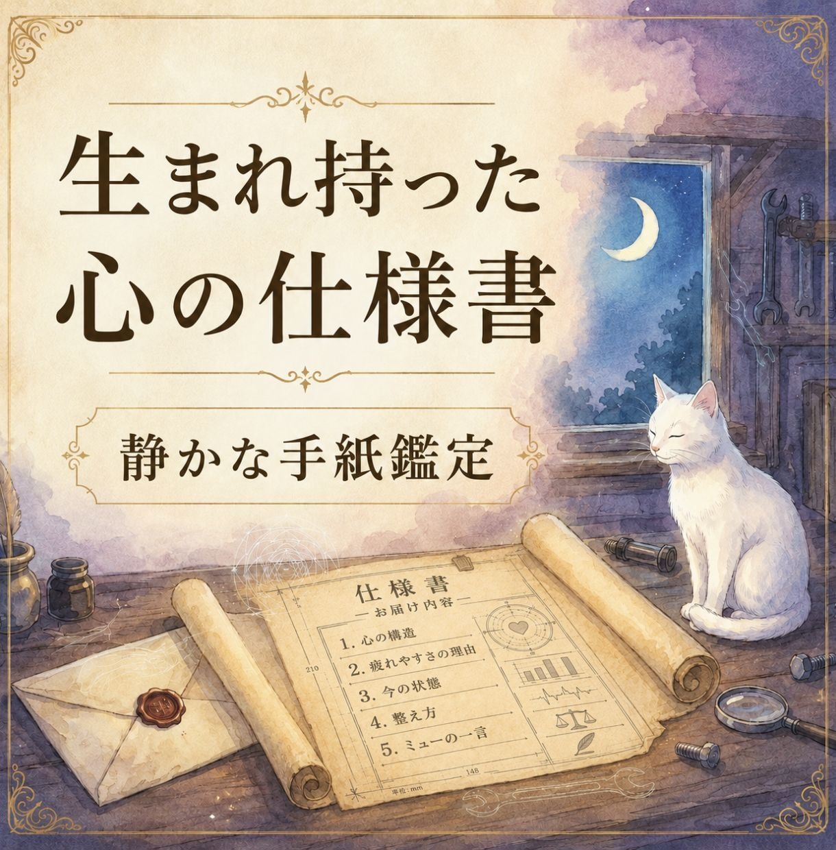 繊細な方へ｜心の設計図を手紙で届けます 当てるより、ご自身を理解するための静かな内面鑑定です イメージ2