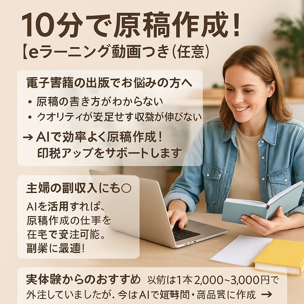 章立て電子書籍原稿作成プロンプト販売します 【ライターに頼らずOK】電子書籍原稿を簡単自動作成 イメージ1