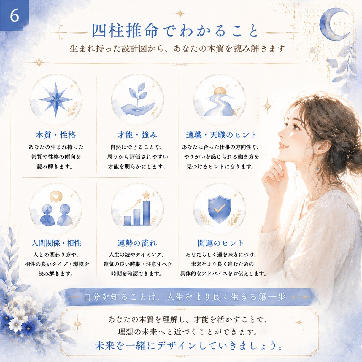 四柱推命であなたの適職・才能・働き方を鑑定します 生まれ持った強みを活かせる仕事や自分らしい働き方を鑑定します イメージ6
