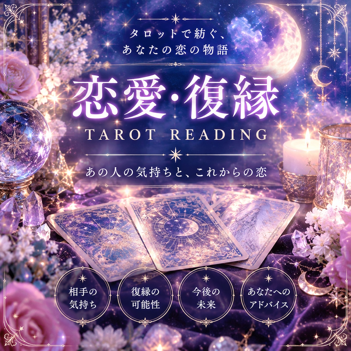 あの人の本音は？ 恋愛の悩みをタロットで鑑定します 復縁や今気になっているあの人の気持ち…詳しく占います イメージ1