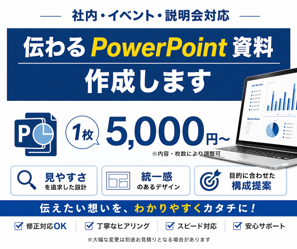 業務資料を プロ目線でデザインします 社内・イベント・説明会向けPowerPoint資料作成します イメージ1