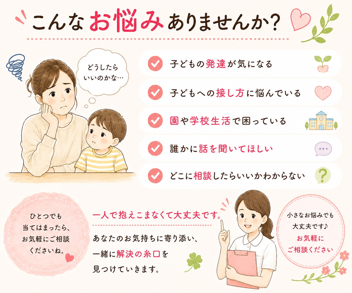 まなみⅠ子育て・発達のお悩みを看護師が伺います 子育てや発達についての「これって大丈夫？」を一緒に考えます イメージ3