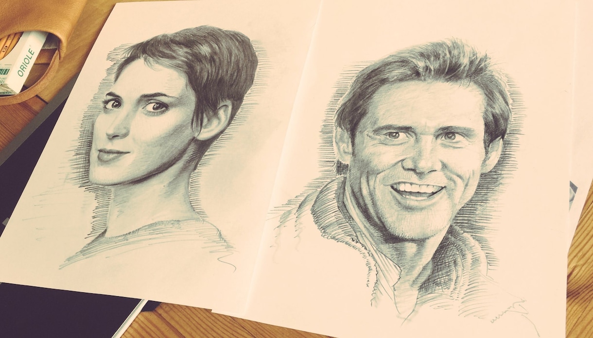 人物、ペットの似顔絵を鉛筆画で描きます SNSのプロフィール写真、挿絵などにも喜ばれております イメージ5