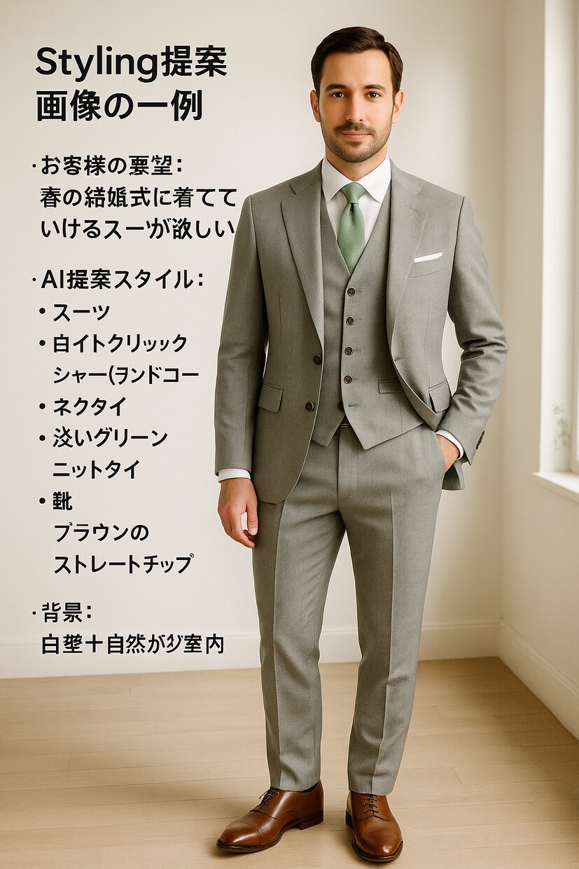AIビジュアルコーデ提案（画像付き）します 【画像でわかる】あなただけのスーツコーデAIビジュアルで提案 イメージ2