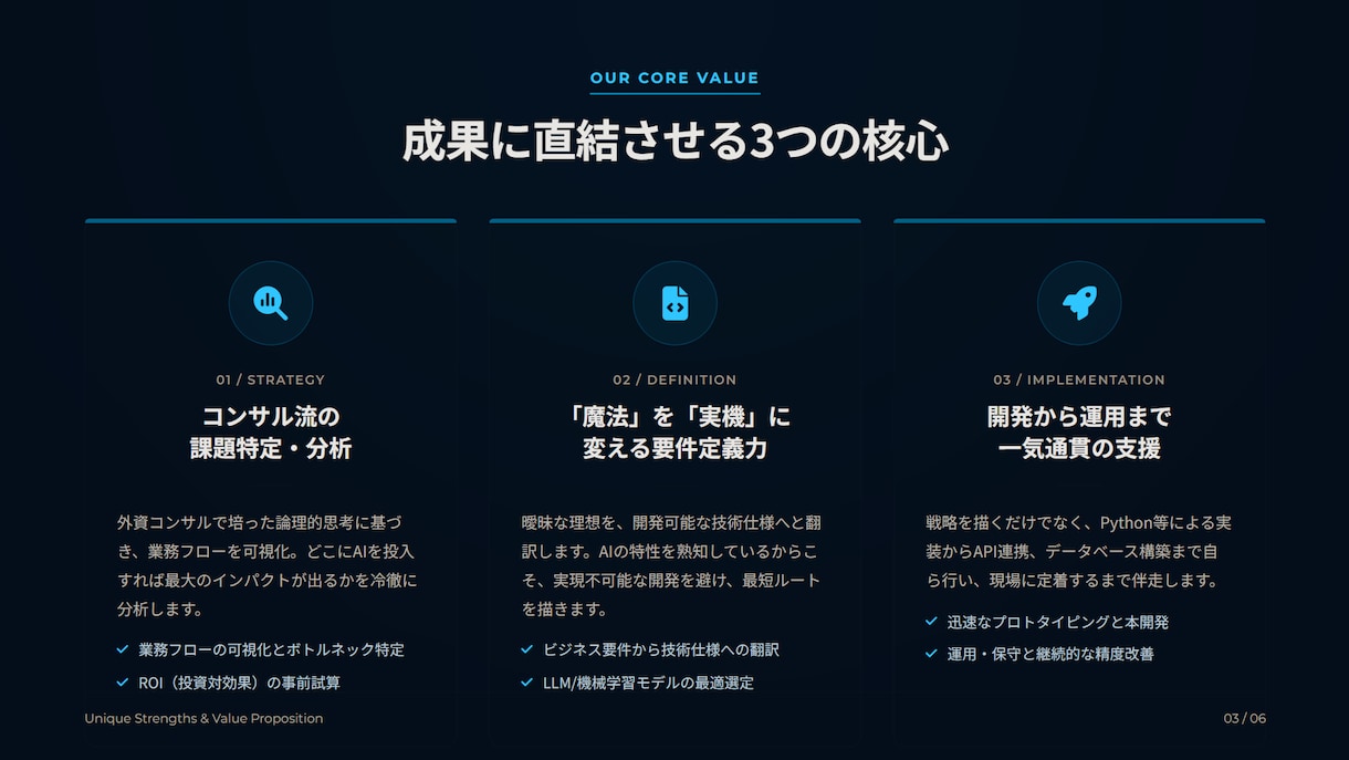 AIで何をするかを定義し仕組みを構築します 外資コンサル×AI実装｜AIで何をするかを定義し仕組みを構築 イメージ3