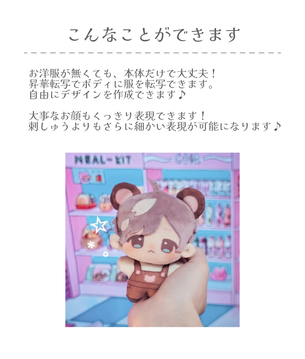 昇華転写で高発色！オリジナルぬいぐるみ作ります 他にはないあなただけのぬいぐるみを作りませんか？ イメージ2