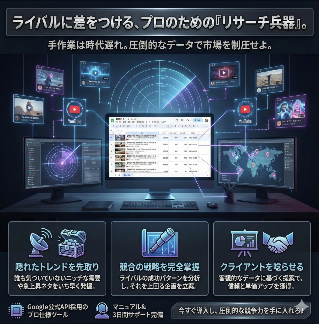 YouTube競合調査ツール販売します YouTube宣伝/マーケティング/再生/チャンネル登録 イメージ6