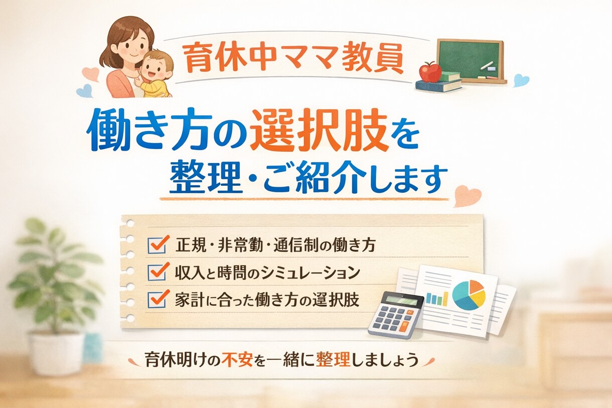 教員ママ▶︎正規・非常勤・通信制を論理で選びます 9月無給、小1の壁。感情ではなく戦略で整理する イメージ1