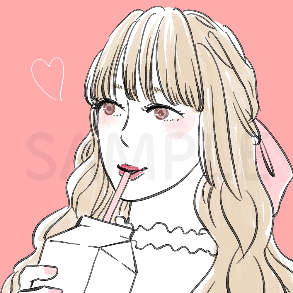 最短即日可♡SNSアイコン向けのイラスト描きます メイクの色も指定OK♡水彩タッチでシンプルに描きます。 イメージ3