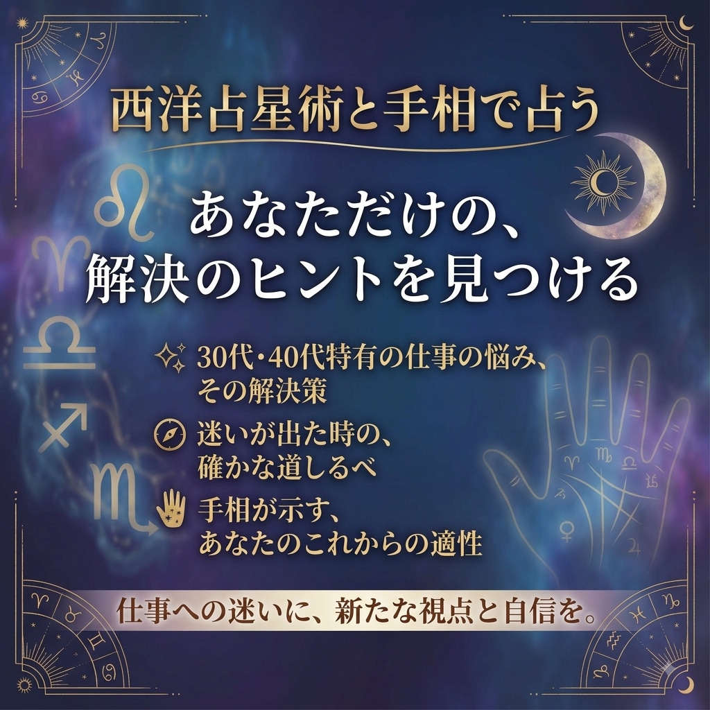 手相と占星術であなたの強み、適職などを鑑定します 星と手相が教える、あなただけの「迷わない働き方」のヒント イメージ1