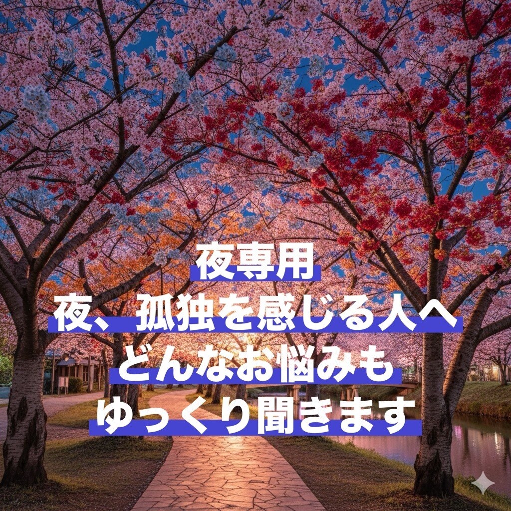 深夜22時〜お悩み孤独や不安、じっくり聞きます お悩み相談は何分からでも。カラーセラピーは３０分から。 イメージ1