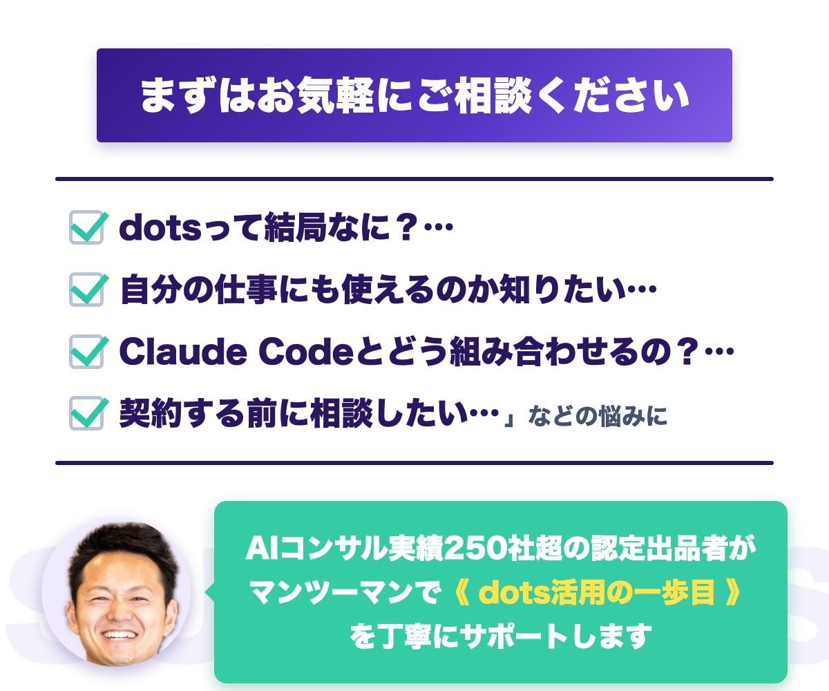 dotsって何？から相談OK！活用法教えます 質問・相談・設定サポートまで60分で自由に使えます イメージ6