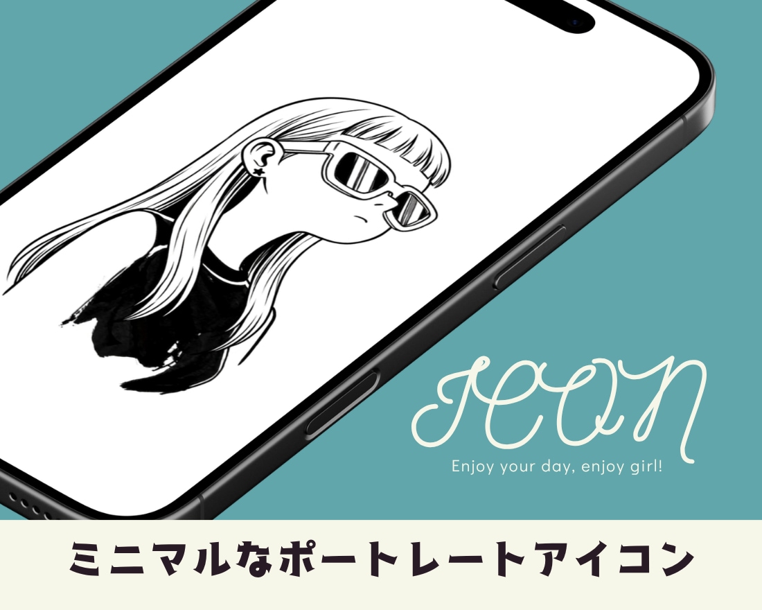 モノクロでクールな線画アイコンを作成します SNS用にかわいい女の子に仕上げます！ イメージ1