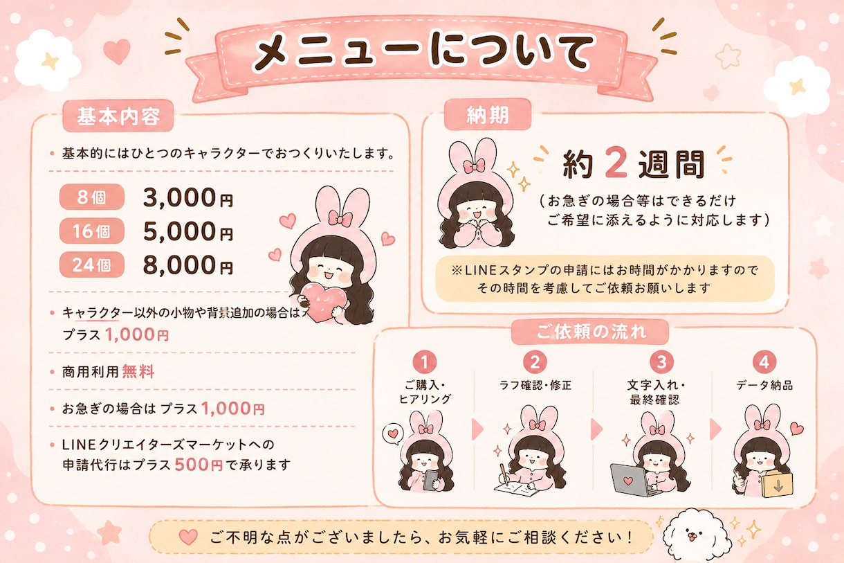ゆるふわかわいいオリジナルLINEスタンプ作ります 世界に一つだけの素敵なLINEスタンプを一緒に作りましょう♩ イメージ2