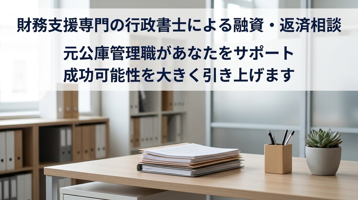 融資や返済　財務支援専門の行政書士が相談を受けます 【元公庫管理職】行政書士が他にはできない融資や返済をサポート イメージ1