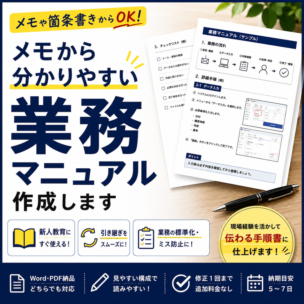 メモから分かりやすい業務マニュアルを作成します 新人教育・引き継ぎに使える手順書へ整理します イメージ1