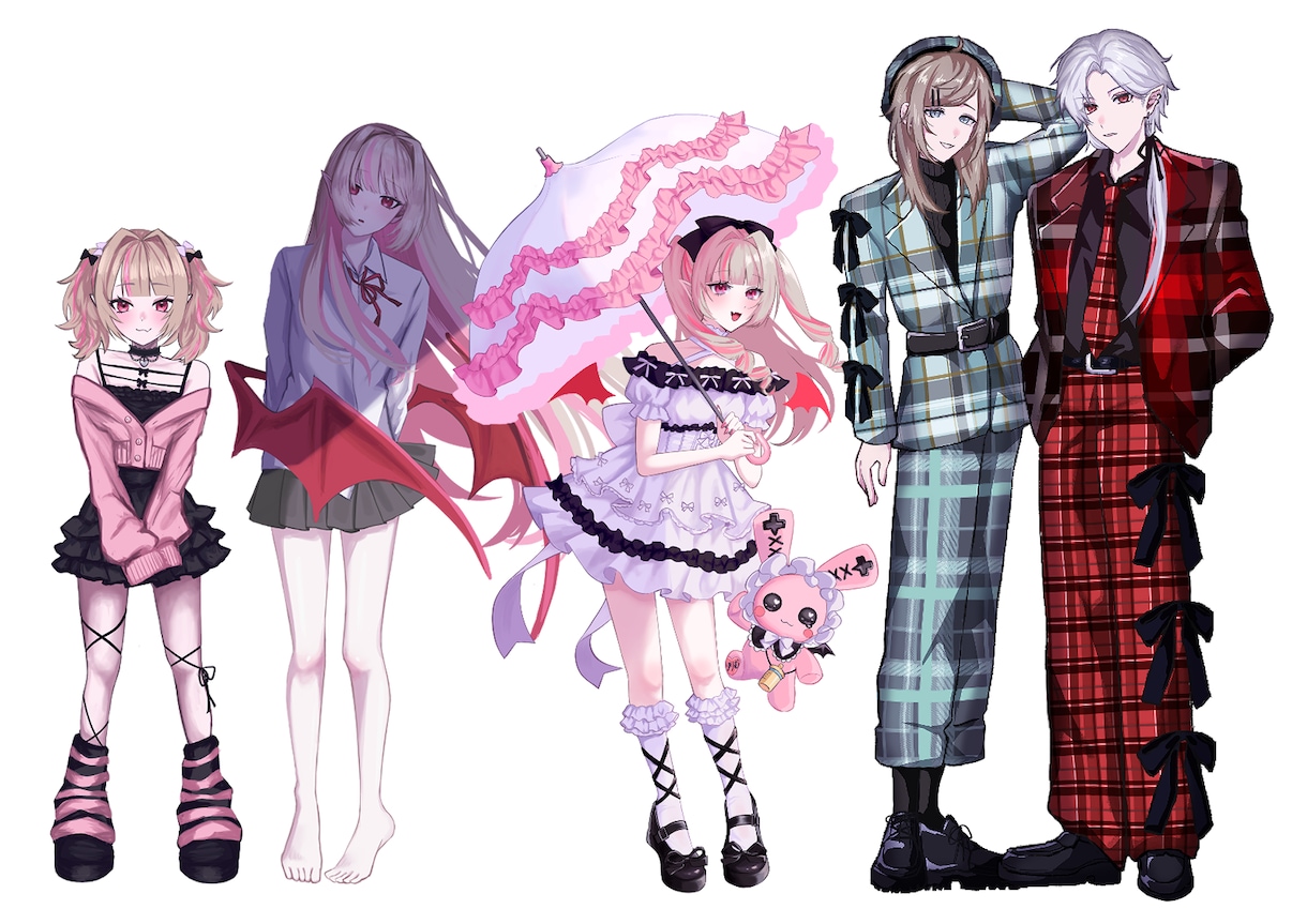 深みのある色使いで目を引く立ち絵を制作いたします キャラクターの雰囲気に合わせ描き方を変え、あなただけの1枚に イメージ2