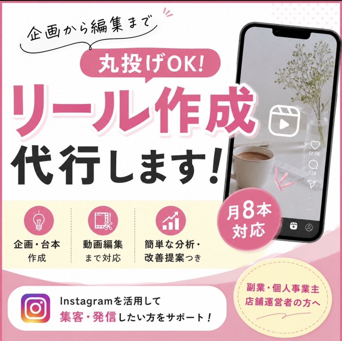 Instagramリール作成代行します 企画から作成まで丸ごとサポートします。 イメージ1