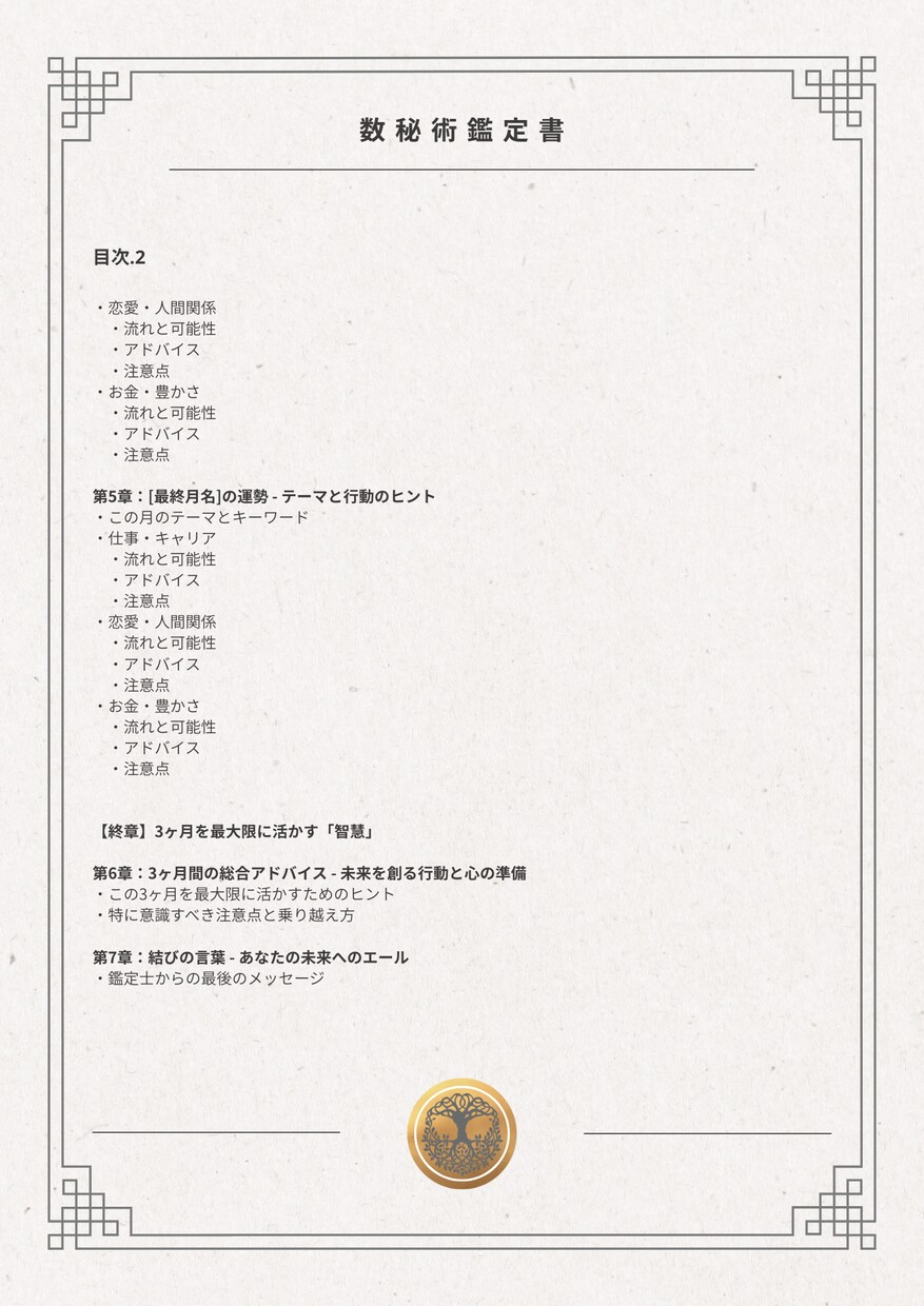 数秘術┃３ヶ月の方針書。仕事恋愛伴走サポートします 5,000字超の戦略書＋相談＋最大3週間の伴走で３ヶ月を攻略 イメージ3