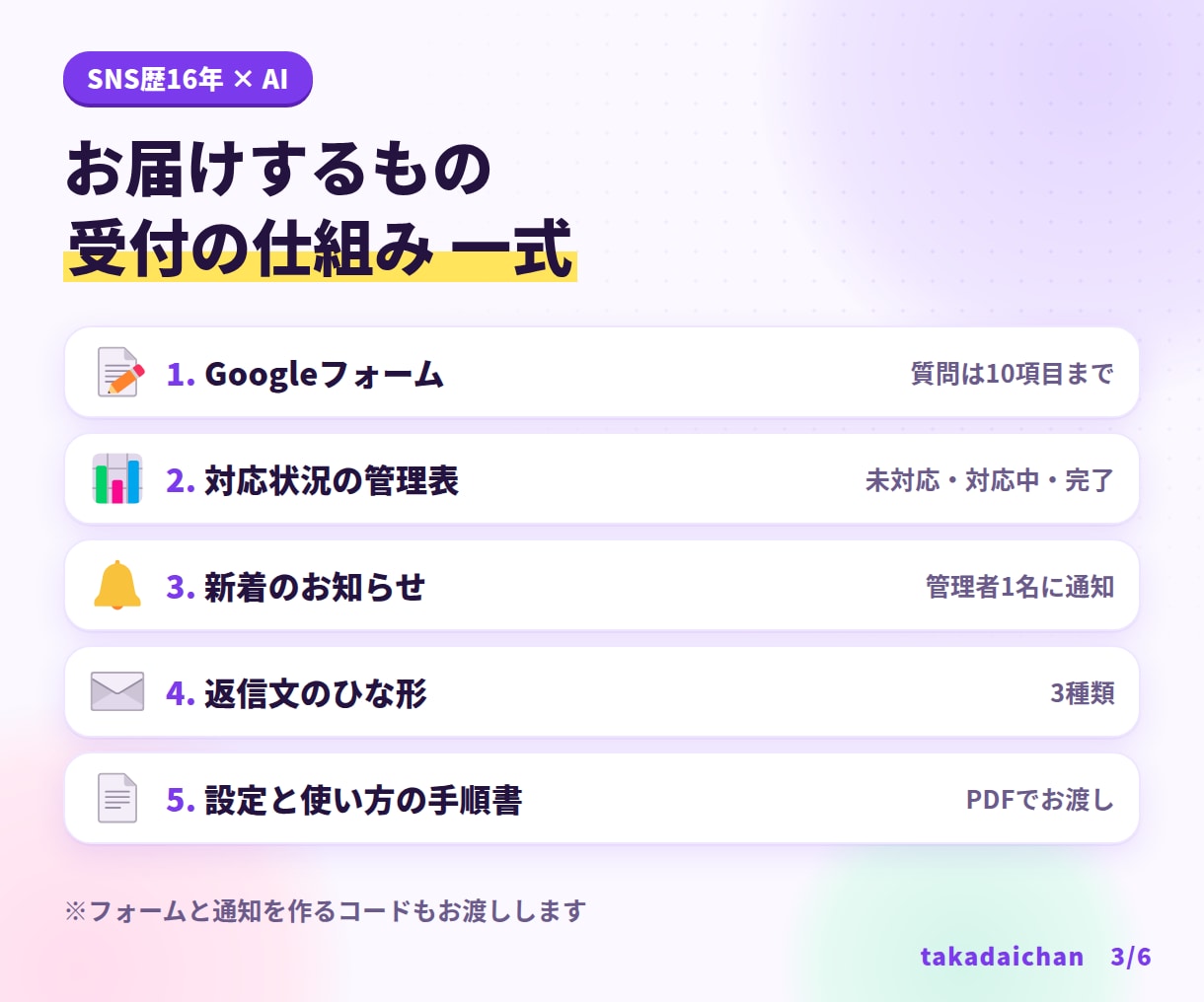 問い合わせフォームと通知の仕組みを作ります 受付・通知・対応状況の管理まで一式で整備 イメージ3