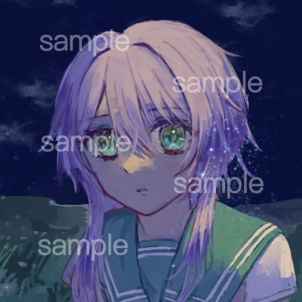 儚げで可愛い女の子イラスト描きます キラキラで儚い女の子のSNSアイコンやイラストを作成します イメージ5