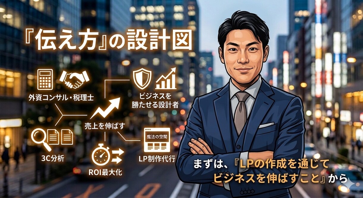 1から戦略、設計からLP制作します 外資コンサルタントがビジネスを加速させるLPを請け負います。 イメージ1
