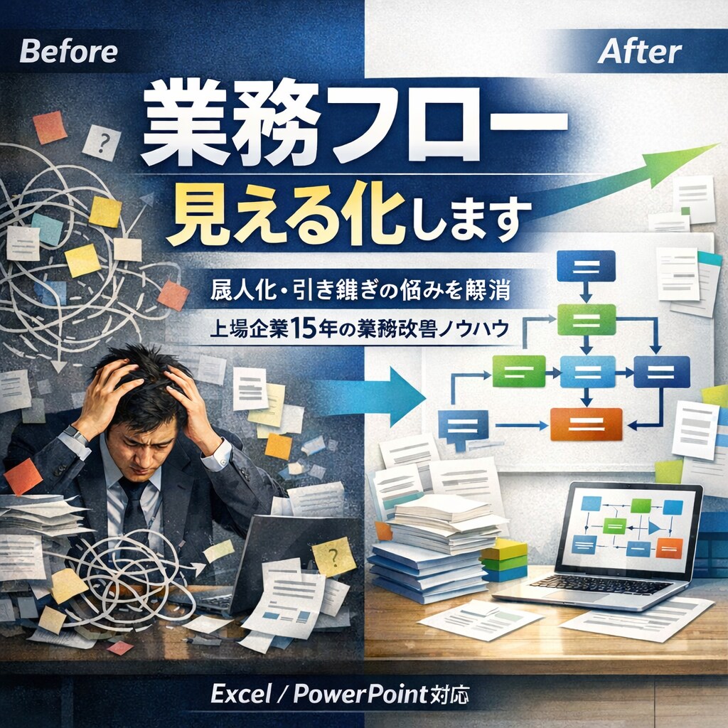 業務フロー整理・マニュアル化を代行します 属人化・引き継ぎ不能業務を “誰でも回せる仕組み”に変えます イメージ1