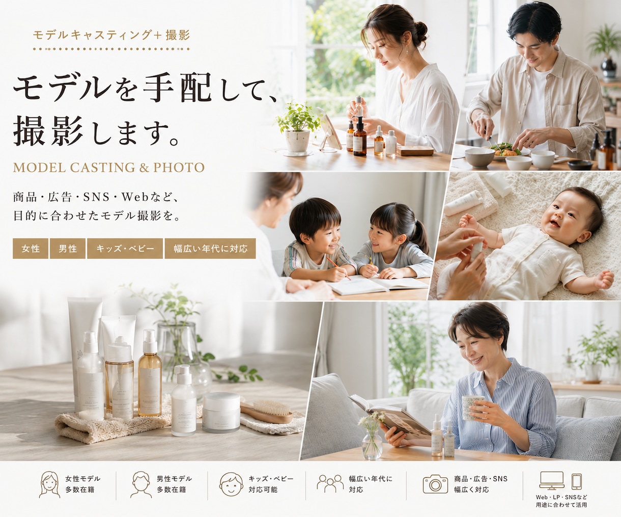 モデルを手配して商品・広告撮影まで対応します 商品に合うモデル選びから撮影・納品まで対応します イメージ2