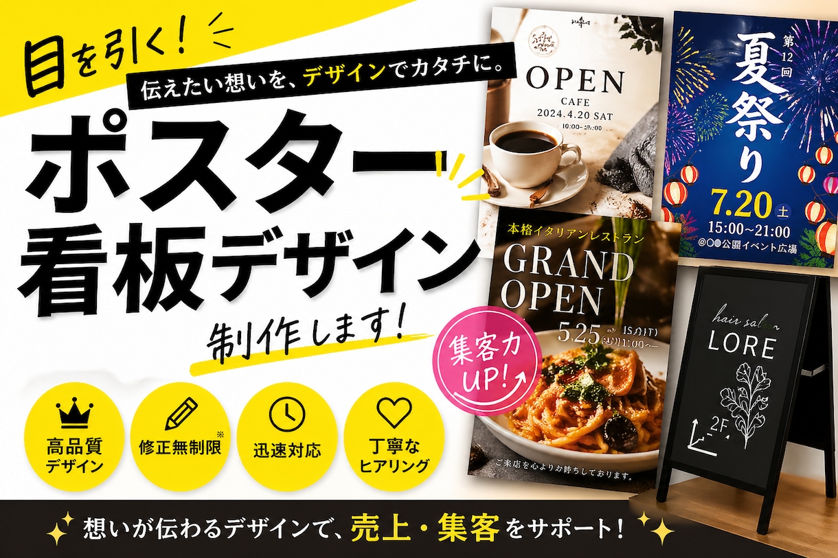 洗練された看板・ポスターを高品質に制作します とにかく任せてください！完璧に仕上げます イメージ1