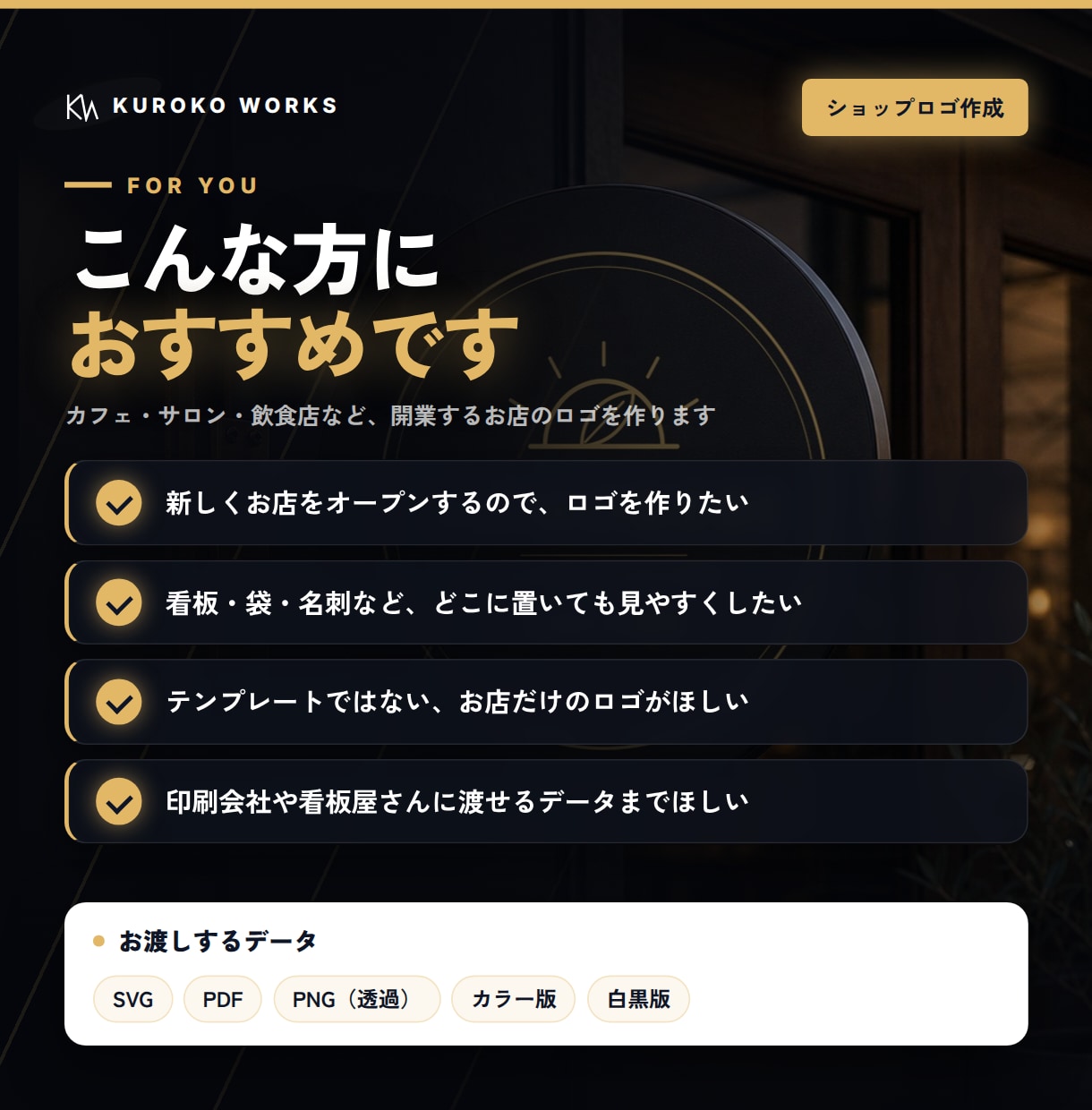 お店の顔になるロゴを、デザイン案3つから作ります 起業・開業でオリジナルロゴが必要な方へ イメージ2