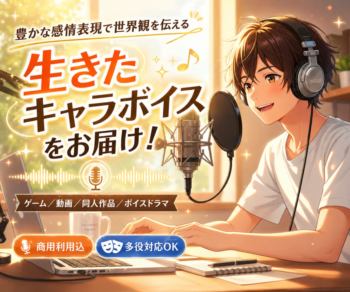 豊かな感情表現で生きたキャラボイスをお届けします ゲーム・動画・同人・ボイスドラマなど幅広く対応します。 イメージ1
