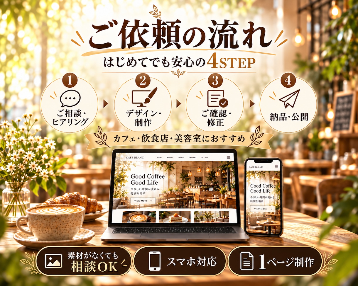 小規模事業者様向けのウェブサイトを作成します 遊び心のあるトップページを、格安で、あなたのお店に。 イメージ3