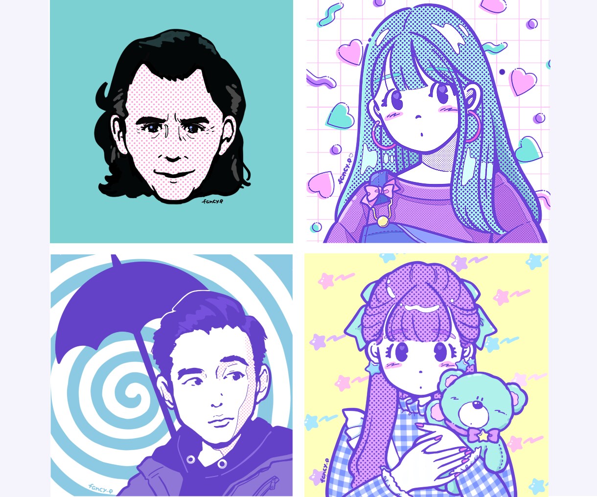 80年代感溢れるレトロでファンシーな似顔絵描きます 昭和ファンシーがお好きな方に。目を引くポップなカラーで作成 イメージ9