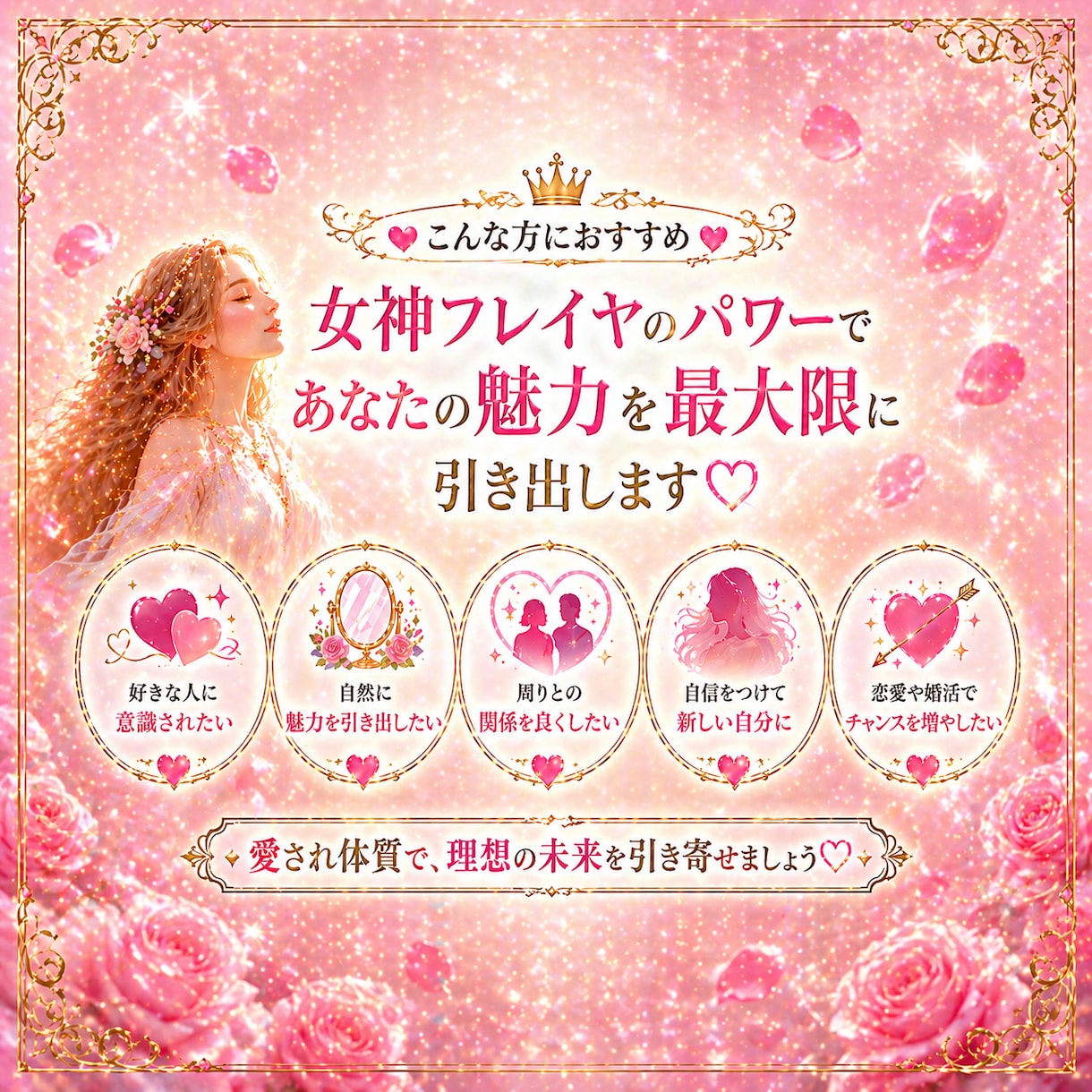女神フレイヤのパワーレイキで魅力開花サポートします モテ、魅力アップ、愛され体質、人間関係を円滑に波動をあげます イメージ3
