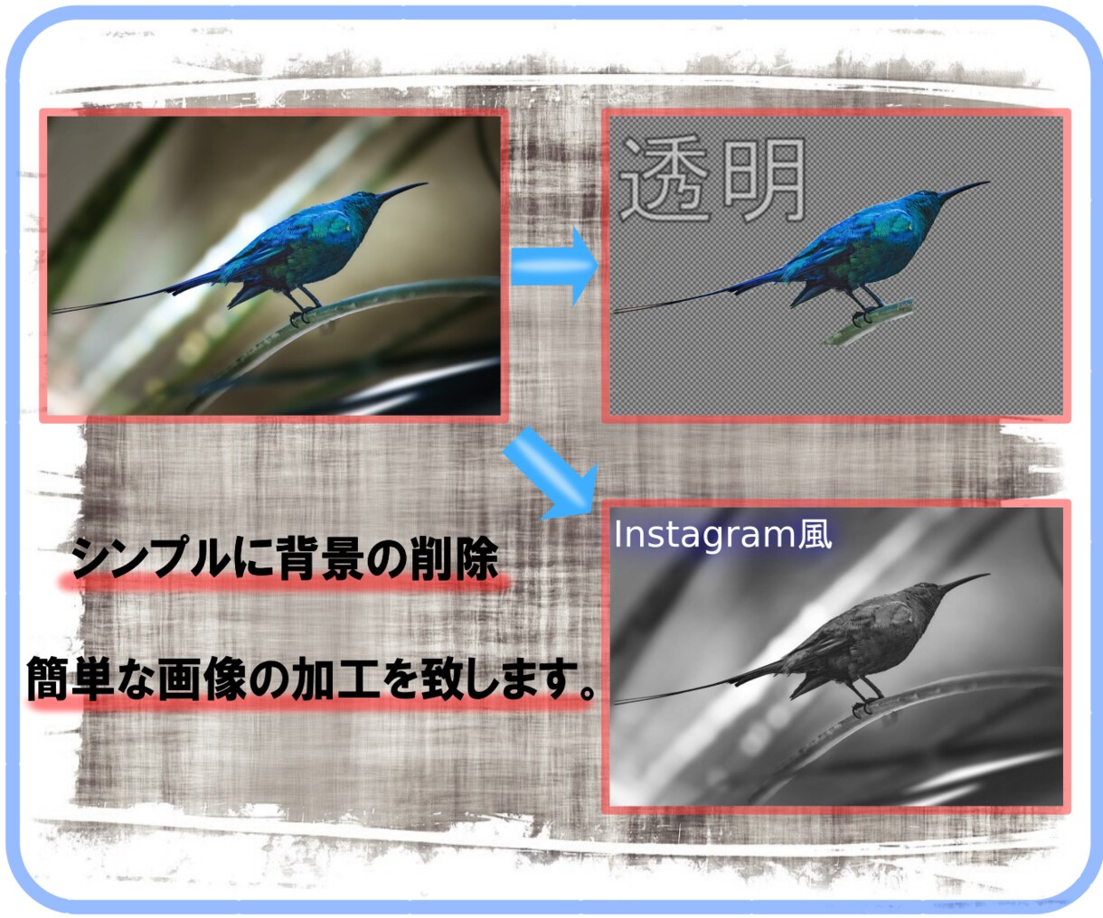 シンプルに背景の削除、画像全体の加工を致します 商品画像やSNS用等に加工致します。 イメージ1