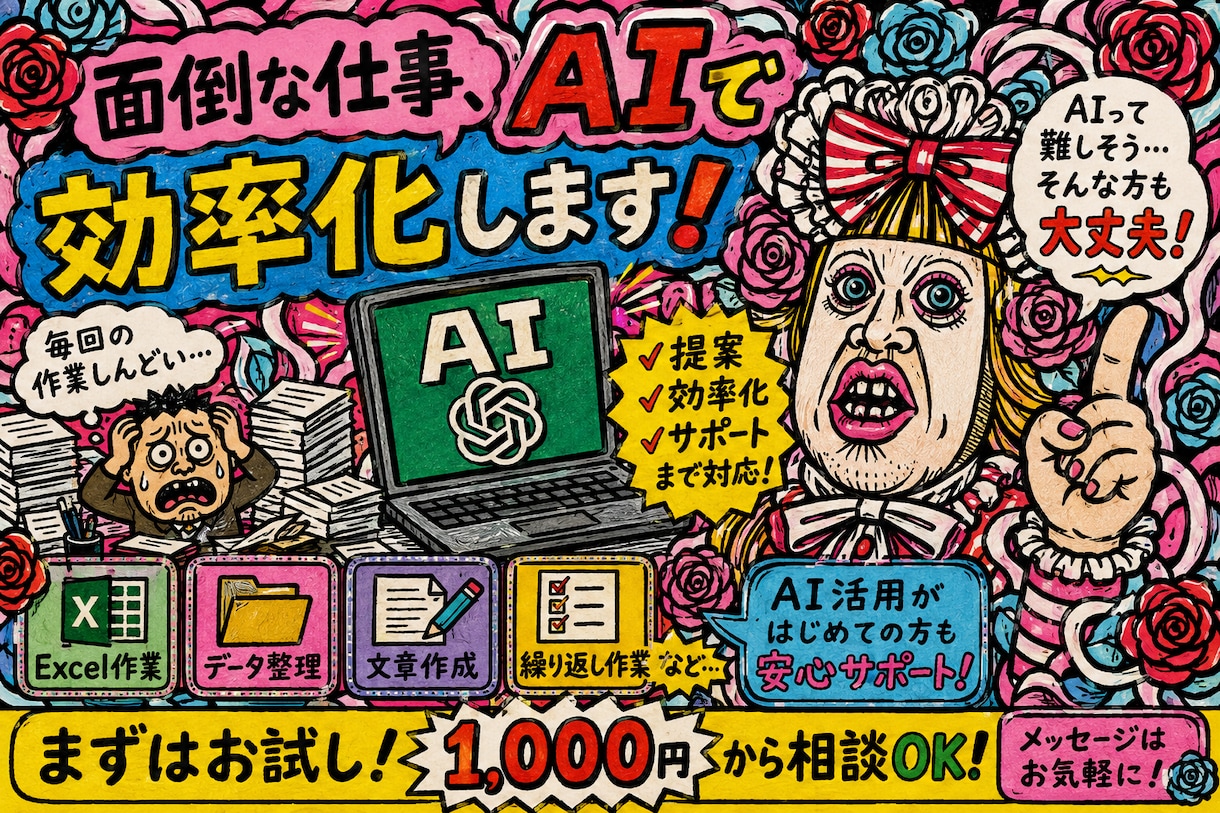 面倒な業務をAIで効率化します あなたの作業に合わせたAI活用方法をご提案します イメージ1